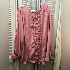 Elegant Pink Lace Women's Top